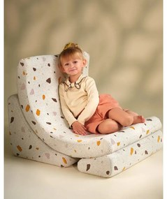 Fotoliu de copii alb cu tapițerie din țesătură bouclé/cu tapițerie din chenille Terrazzo Moon – Wigiwama