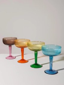 Pahar de cocktail, albastru, din sticla, cu picior, H13 cm, Bicolor