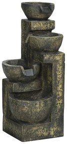 Outsunny Fântână de grădină ornament zen debit reglabil pompă submersibilă inclusă dim. 25L x 24l x 60H cm rășină negru | Aosom Romania