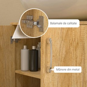 HOMCOM Mobilier de Baie Modern Sub Chiuvetă, Dulăpior Suspendat cu 2 Uși și 2 Rafturi, 60x30x60 cm, Lemn Natural | Aosom Romania