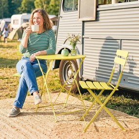 Outsunny Set Bistro, Masă și Scaune Pliabile pentru 2, Grădină, Galben. | Aosom Romania