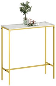 HOMCOM Masă de bar rectangulară cu blat cu aspect de marmură și cadru din oțel, 100 x 40 x 107 cm, aurie | Aosom Romania