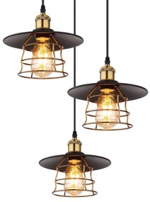 Lustra cu 3 pendule design clasic Viejo negru mat, cupru 33cm