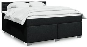vidaXL Pat box spring cu saltea, negru, 180x200 cm, catifea