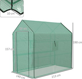 Outsunny Bătătură de înlocuire pentru seră de grădină 140 x 213 x 190 cm cu fereastră, ușă anti-UV pentru grădină - Verde | Aosom Romania