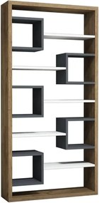 Biblioteca/etajera carti, Hamdo Homs, alb/nuc/gri antracit, 160 x 80 x 22 cm, PAL