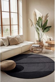 Covor negru reversibil/țesut manual rotund din iută ø 140 cm Braided – Hanse Home