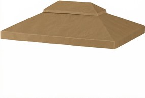 Outsunny Prelată de schimb pentru pavilion 4 x 3 m, acoperiș dublu cu orificii de scurgere, poliester 370 g/m², beige | Aosom Romania