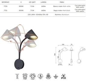 Aplica LED de perete reglabila GOA alba