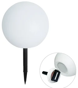 Lampă de exterior albă 30 cm cu LED integrat IP44 solar RGBW - Ludger