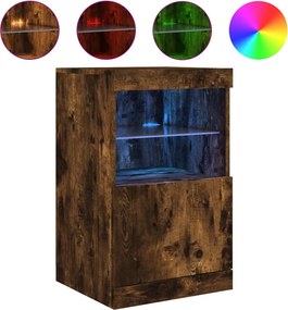 vidaXL Servantă cu lumini LED, stejar fumuriu, 41x37x67 cm