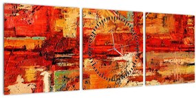 Tablou cu pictură pe pereți (cu ceas) (90x30 cm)