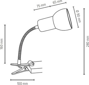 Spot-Light 2224174WFC - Lampă cu clemă SVENDA, 1xE27/60W/230V