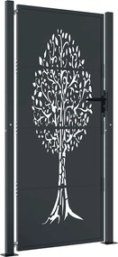 vidaXL Poartă de grădină antracit 100x175 cm oțel model copac