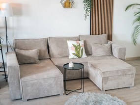 Taburet crem SMART COSARO cu spatiu de depozitare 65x65 cm