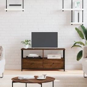 vidaXL Comodă TV, stejar maro, 90x33x45 cm, lemn prelucrat &amp; fier
