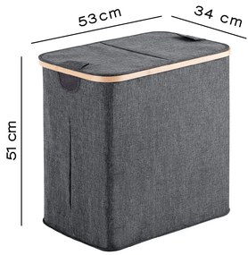 GEDY 133808 Yoshi coș pentru rufe 53 x 51 x 34 cm,bambus, gri