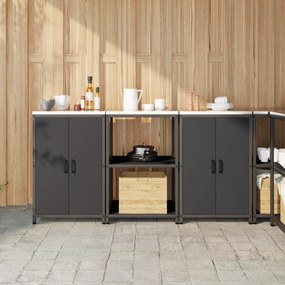 vidaXL Set de depozitare pentru bucătărie 3 pcs Negru 180 x 50 x 92 cm