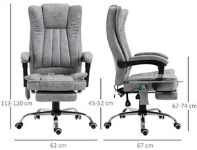 Scaun birou masaj si incalzire, pivotant 360°,62x67x113-120 cm,120 kg,Vinsetto | Aosom Romania