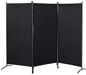 HOMCOM Paravant 3 panouri dim. 2,53L x 0,5l x 1,82Î m Store lateral Ecran de confidențialitate paravant pe suport separator metal poliester | Aosom Romania