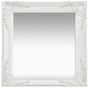 vidaXL Oglindă de perete in stil baroc, alb, 50 x 50 cm