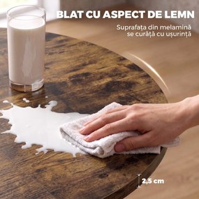 HOMCOM Masă de Sufragerie Extensibilă pentru 4-6 Persoane, 100-135cm, Maro Rustic | Aosom Romania