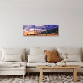 Tablou cu lunca cu lavandă (cu ceas) (90x30 cm)