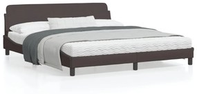373228 vidaXL Cadru de pat cu tăblie, maro închis, 180x200 cm, textil