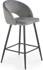 Scaun bar H96, gri/negru, stofa/otel, 48x49x89 cm