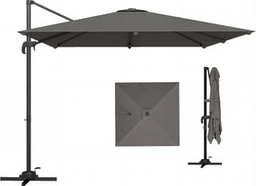 Outsunny Umbrelă de Grădină Decentralizată cu Manivelă 3x3m, Înclinabilă, Rotativă 360°, Umbrelă de Exterior Pătrată cu Bază Cruce, din Aluminiu, pentru Terasă sau Piscină, UV30+, Gri Închis | Aosom Romania