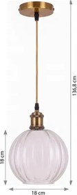 BRILAGI - LED lustră suspendată pe cablu RETRO GLASS 1xE27/60W/230V Ø 18 cm auriu/clar