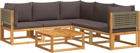 vidaXL Set canapele de grădină cu 6 piese și perne, lemn de salcâm și ratan