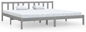 810104 vidaXL Cadru de pat, gri, 200x200 cm, lemn masiv de pin