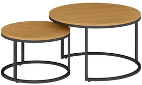 HOMCOM Set de 2 mese de cafea gigogne suprapozabil design industrial blat de ciment picioare din metal maro | Aosom Romania