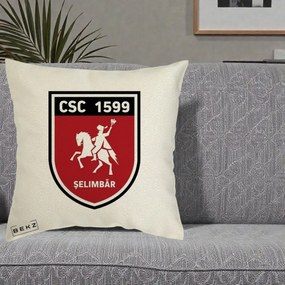 Perna Personalizata CSC 1599 Selimbar Fotbal, 40x40 cm, Ecru, Husa Detasabila, Perna Inclusa, BEKZ®