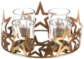 Sfeșnic de Advent cu sticlă Stea, metal, auriu, 18x 18 x 8 cm