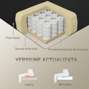 HOMCOM Scaun de birou cu suport pentru picioare și tetieră, din piele PU, spumă și metal, 76x73x117-125 cm, negru | Aosom Romania