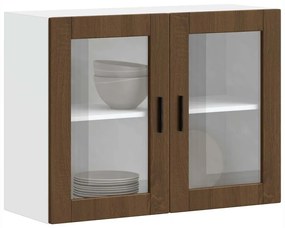 vidaXL Dulap de bucătărie cu ușă din sticlă din stejar maro „Porto”.