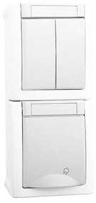 Comutator + Priza IP54 Pacific Panasonic, PT, alb