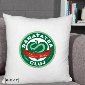 Perna Personalizata Sanatatea Cluj Servicii Publice 1986, 40x40 cm, Alb Pufos, Husa Detasabila, Perna Inclusa, BEKZ®