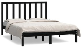 3106617 vidaXL Cadru de pat dublu, negru, 135x190 cm, lemn masiv de pin