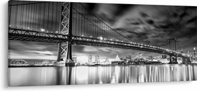 Tablou - Podul Benjamin Franklin, Philadelphia, alb-negru (120x50 cm)