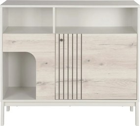 PROMOTIE Comoda FROST 100x90 cm alba, decor stejar alpin II. calitate