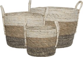 Set 3 cosuri natur, din iarba uscata si sfoara, Dried
