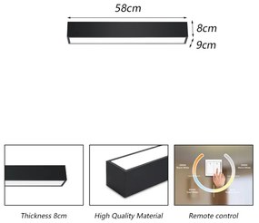 Immax NEO 07254L - LED LUNGO 20W/230V Wi-Fi Tuya negru + DO, stins reglabil