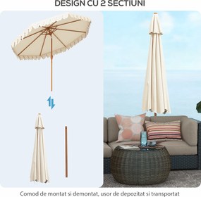 Outsunny Umbrelă de Grădină cu Deschidere cu Manivelă, Fald Dublu şi Înclinabil, 2.7x2.4 m, Alb Crem | Aosom Romania