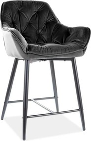 Scaun bar living CHERRY H-2, negru - Bluvel 19, stofa catifelata/metal
