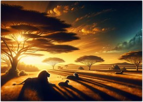 Tablou pe sticlă - Lei odihnindu-se (70x50 cm)