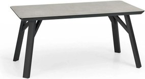 Masa HALIFAX, gri beton/negru, 160x90x76 cm