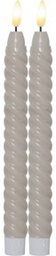 Set de 2 lumânări cu LED din ceară bej Star Trading Flamme Swirl Antique, înălțime 25 cm